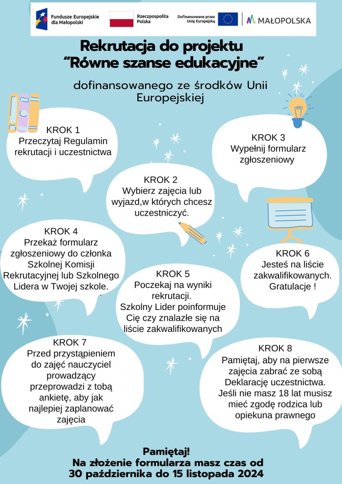 plakat rekrutacja do projektu Równe szanse edukacyjne